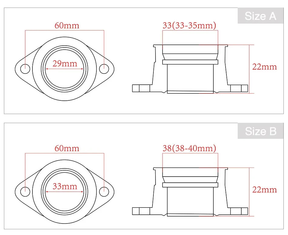 Carb Inlet Pipe Keihin PWK 21/24/26/28/30 32/34mm PE26/28/30 VM24 TM28 - Image 3